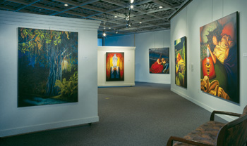 Interior of the Sunrise Civic Center Art Gallery during an exhibit