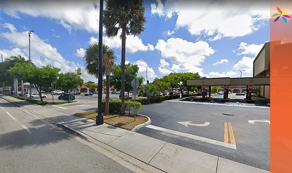 street view of commercial buildings on University Drive