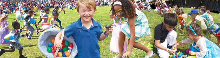 Lots of kids participating at the City of Sunrise Royal Egg Hunt event