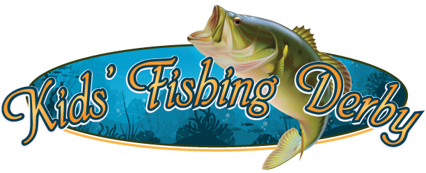 Kids' Fishing Derby logo featuring a fish biting