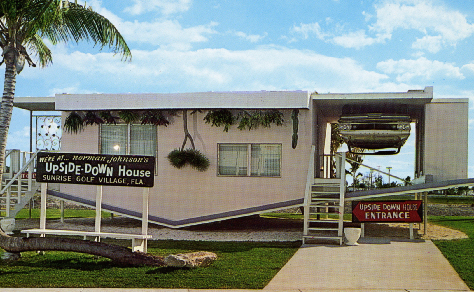 Norman Johnson's Upside-Down House at Sunrise Golf Village, Fla.