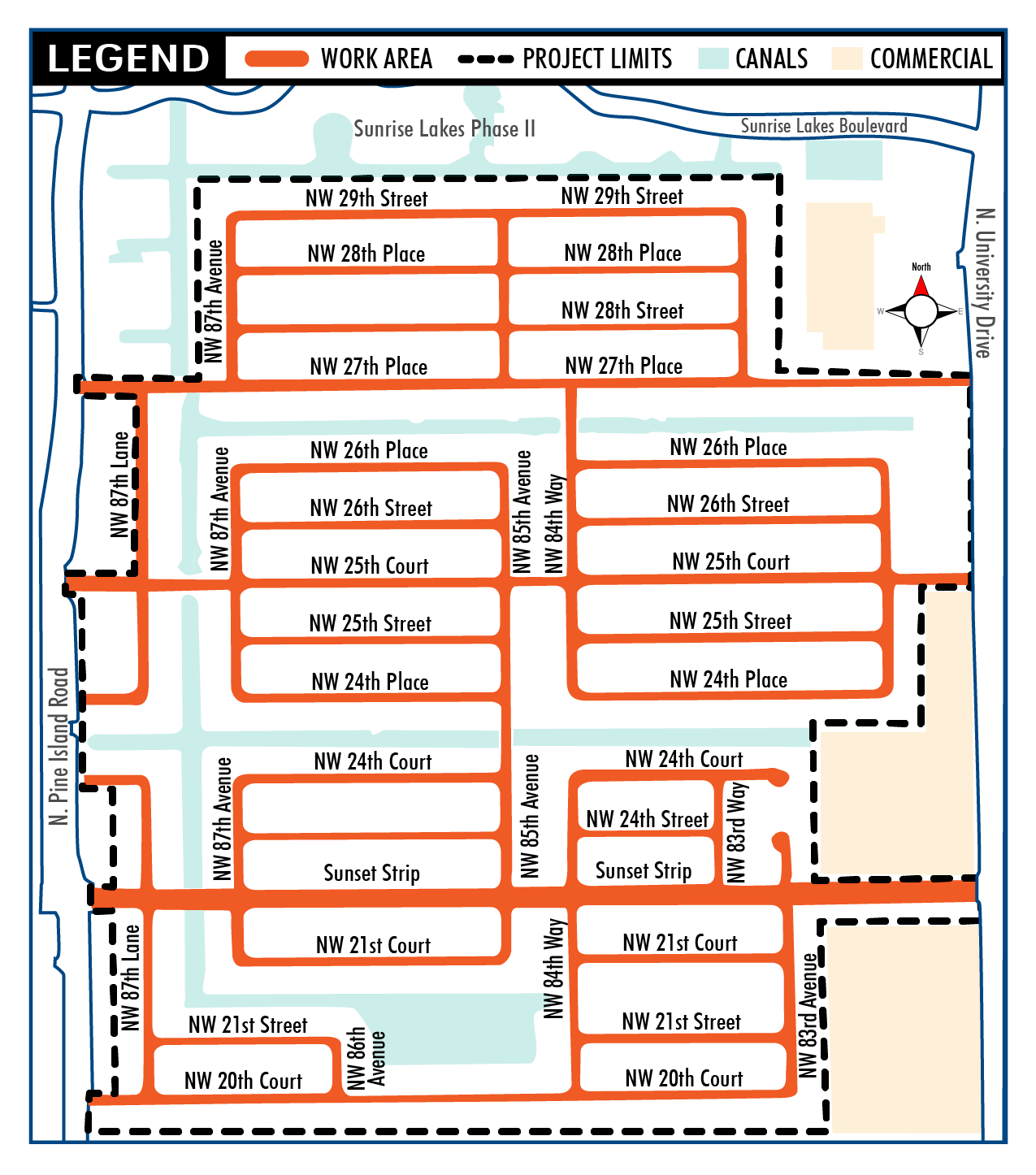 Map of Sunrise Golf Village Improvements Area