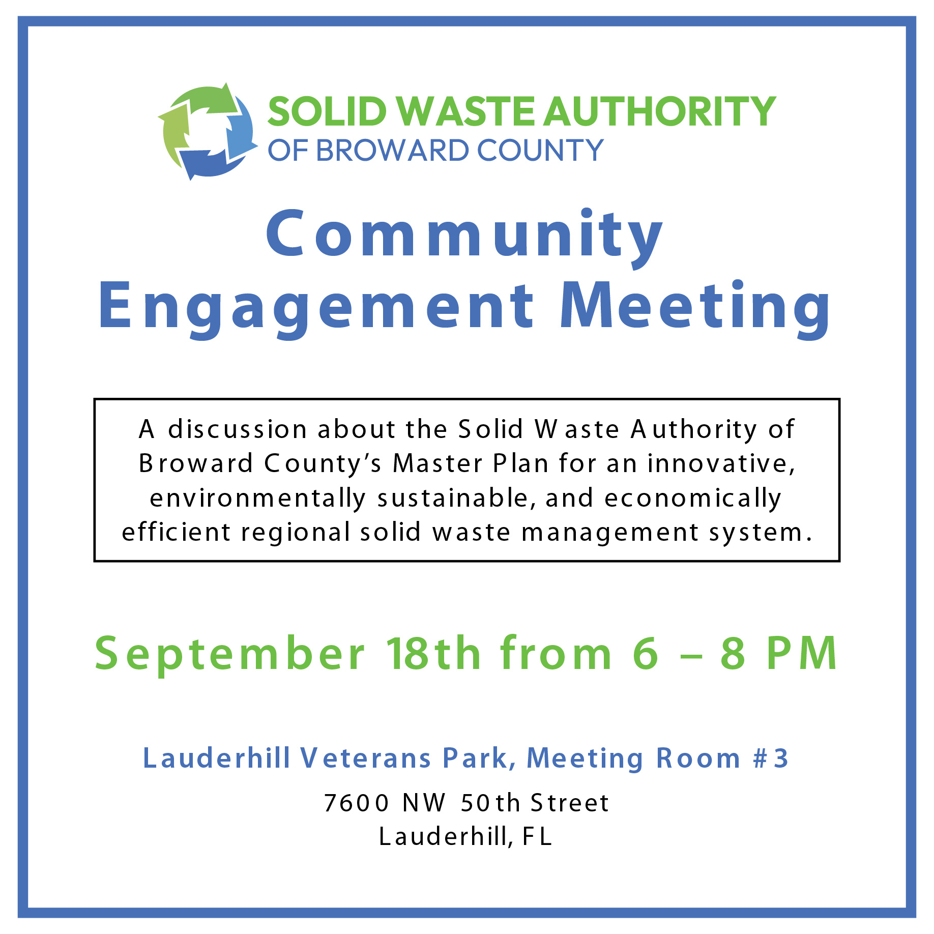 Solid Waste Authority of Broward County Community Engagement Meeting